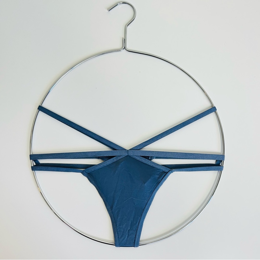 NWT Victoria’s Secret Slate BlueVery Sexy Strappy Caged Satin Thong Panty